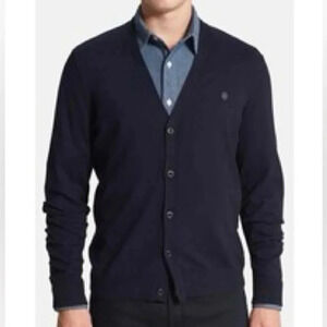 [M] Victorinox Swiss Army Merino Wool Men Black Button Cardigan